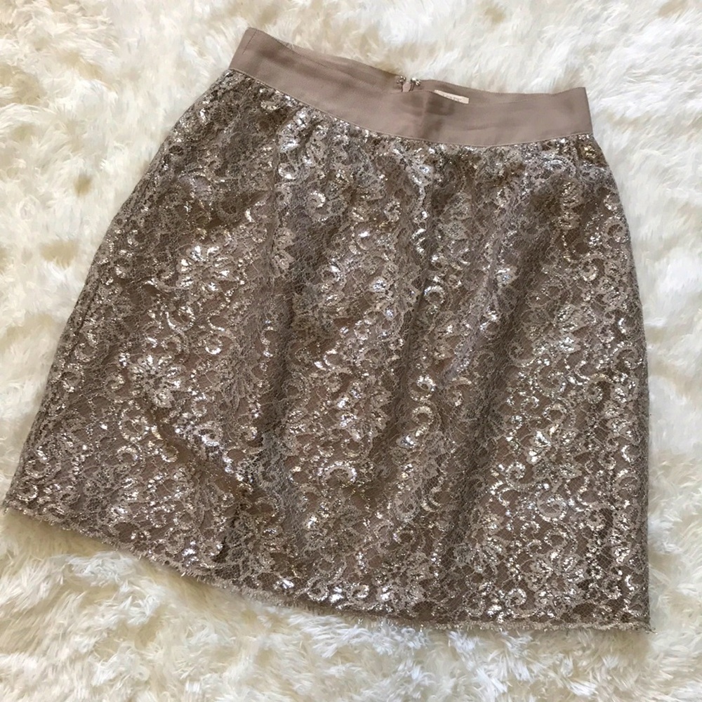 J. Crew Gold Lace Skirt Size 8